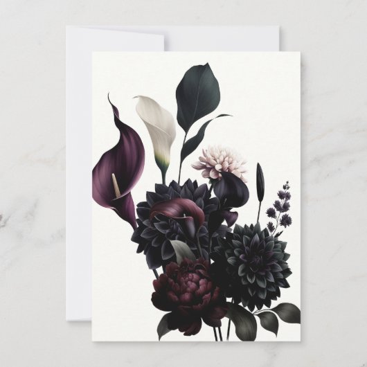Invitation Dark Moody Romantic Mariage Floral (Dos)