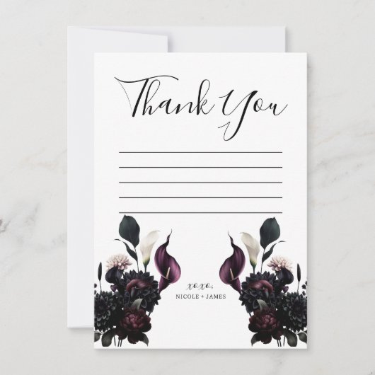Invitation Dark Moody Romantic Mariage Floral (Devant)