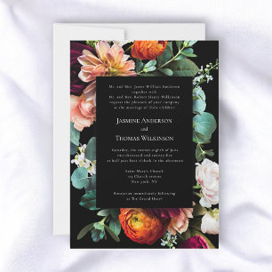 Invitation Dark moody romantique hollandais floral traditionn