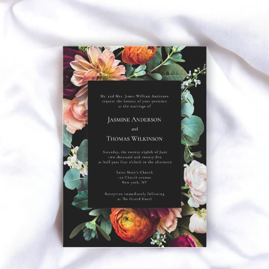 Invitation Dark moody romantique hollandais floral traditionn