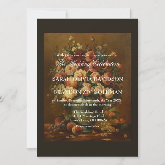Invitation Dark Moody Romantique Rose antique Tole Mariage In (Devant)