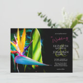 Invitation Dark Moody Tropical Floral Bird of Paradise Black (Debout devant)