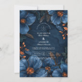 Invitation Dark Navy Botanical Romance (Devant)