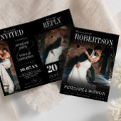 Invitation Dark Photo Magazine QR Code Tout en un Mariage