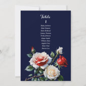 Invitation Dark Pretty pink white red rose seating chart card (Dos)