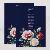 Invitation Dark Pretty pink white red rose seating chart card (Devant / Derrière)