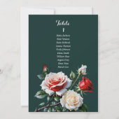 Invitation Dark Pretty pink white red rose seating chart card (Dos)