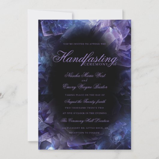 Invitation Dark Purple Boho Witch Crystals Black Handfasting (Devant)