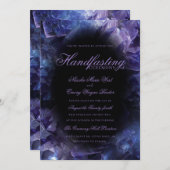 Invitation Dark Purple Boho Witch Crystals Black Handfasting (Devant / Derrière)