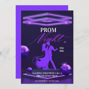 Invitation Dark Purple Bold Prom, événement