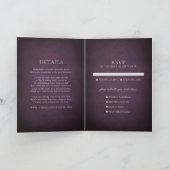 Invitation Dark Purple Fine Art Floral Elegant Wedding (Intérieur)
