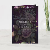 Invitation Dark Purple Floral Mason Jar QR Code Moody Wedding (Devant)