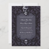 Invitation Dark Purple Gothic Boho Floral Skull Wedding (Devant)