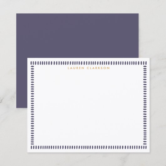Invitation Dark Purple Hand Painted Striped Frame Note Card (Devant / Derrière)