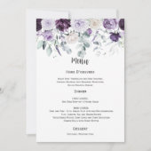 Invitation Dark Purple, Lavender, White Wedding Menu (Devant)
