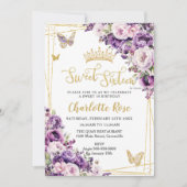 Invitation Dark Purple Lilac Blush Floral Roses Sweet 16 (Devant)