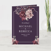 Invitation Dark Purple Moody Floral Frame QR Code Wedding (Devant)