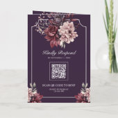 Invitation Dark Purple Moody Floral Frame QR Code Wedding (Dos)