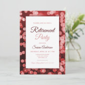 Invitation Dark Red Bokeh Elegant Retirement Party (Debout devant)