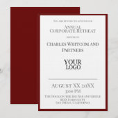 Invitation Dark Red Business ou Corporate Event avec logo (Devant / Derrière)
