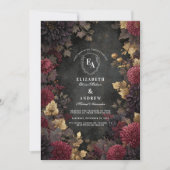 Invitation Dark Romance Bourgogne Floral Mariage (Devant)