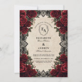 Invitation Dark Romance Crimson Floral Mariage (Devant)