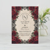 Invitation Dark Romance Crimson Floral Mariage (Debout devant)