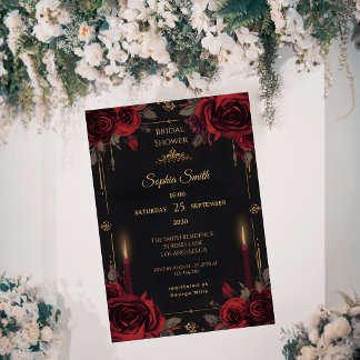 Invitation Dark Romance Elegant Gothic Roses Bridal Shower