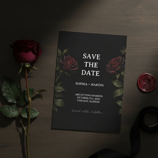 Invitation Dark Romance Red Rose Gothic Wedding Save The Date