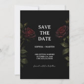 Invitation Dark Romance Red Rose Gothic Wedding Save The Date (Devant)
