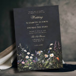 Invitation Dark Romantic Fairytale Moody Fleur sauvage Mariag<br><div class="desc">Une magnifique peinture florale d'une scène nocturne d'un jardin rempli de fleurs sauvages ouvre la voie à cette faire-part de mariage époustouflante au thème romantique sombre. Un arrière - plan noir texturé donne une ambiance moody pour la typographie classique et des touches de calligraphie élégante dans une teinte or (effet...</div>