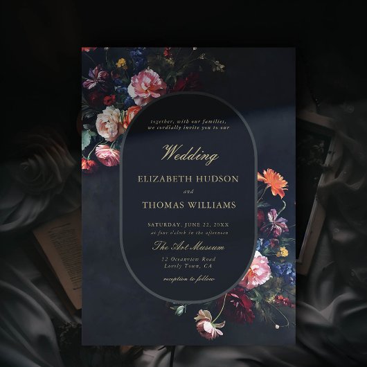 Invitation Dark Romantic Fairytale Moody Floral Mariage