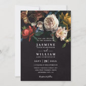Invitation Dark Romantic Floral Dutch Chic QR Code Wedding (Devant)