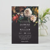 Invitation Dark Romantic Floral Dutch Chic QR Code Wedding (Debout devant)
