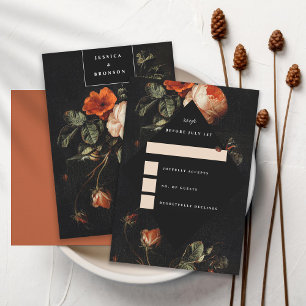 Invitation Dark Romantic Floral Rose Dutch Master RSVP