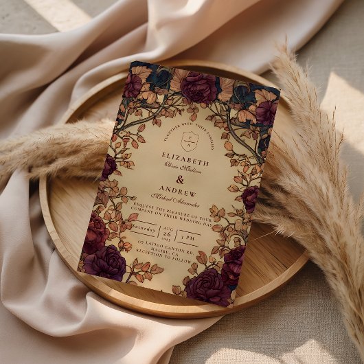 Invitation Dark Romantic Floral Wedding