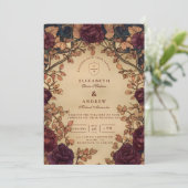 Invitation Dark Romantic Floral Wedding (Debout devant)