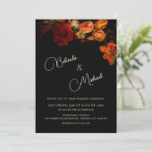 Invitation Dark Romantic Flowers | Photo Wedding (Debout devant)