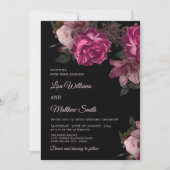Invitation Dark Romantic Hand Drawn Roses Wedding (Devant)