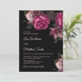 Invitation Dark Romantic Hand Drawn Roses Wedding (Debout devant)