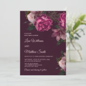 Invitation Dark Romantic Hand Drawn Roses Wedding (Debout devant)