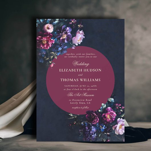 Invitation Dark Romantic Moody Florals Bijou Bourgogne Mariag