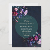 Invitation Dark Romantic Moody Florals Jewel Emerald Mariage (Devant)