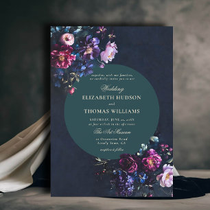 Invitation Dark Romantic Moody Florals Jewel Emerald Mariage