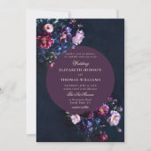 Invitation Dark Romantic Moody Florals Jewel Mauve Mariage (Devant)