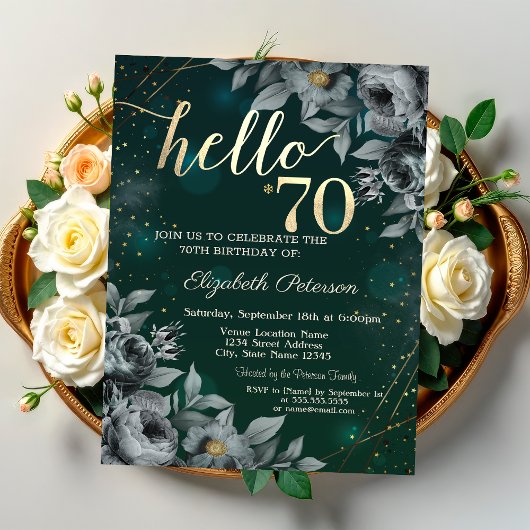Invitation Dark Roses Vert 70e Anniversaire