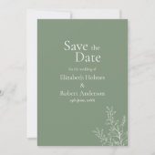 Invitation Dark Sage Green Botanical Save the Date (Devant)