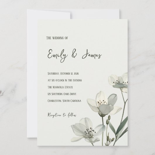 Invitation Dark Sage Green Botanical Wedding (Devant)