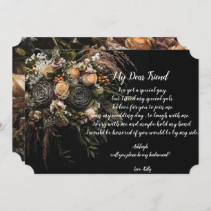 Invitation Dark vintage Florawill sera ma femme d'honneur Inv