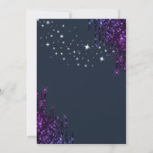 Invitation Dark Violet Glitter Drips, Stars Blue Sweet 16 (Dos)